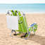 Chaise de plage pliable pour le camping et les pique-niques, structure en aluminium vert, assise de 63,5 cm (25 pouces), capacité de charge de 100 kg (220 livres).