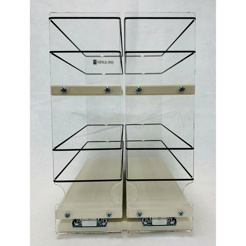 Vertical Spice 10.6" X 6.9" X 10.75" 2-Drawer Tiered Cabinet Spice Rack, Cream