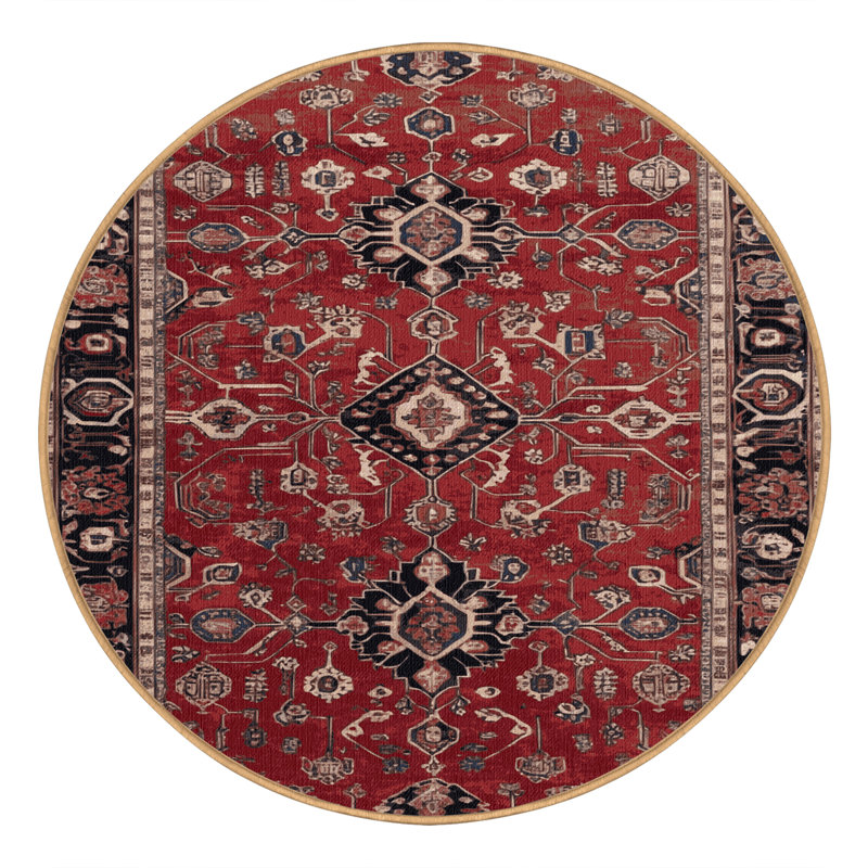 Tapis brun lavable à la machine, Rond 5 pi