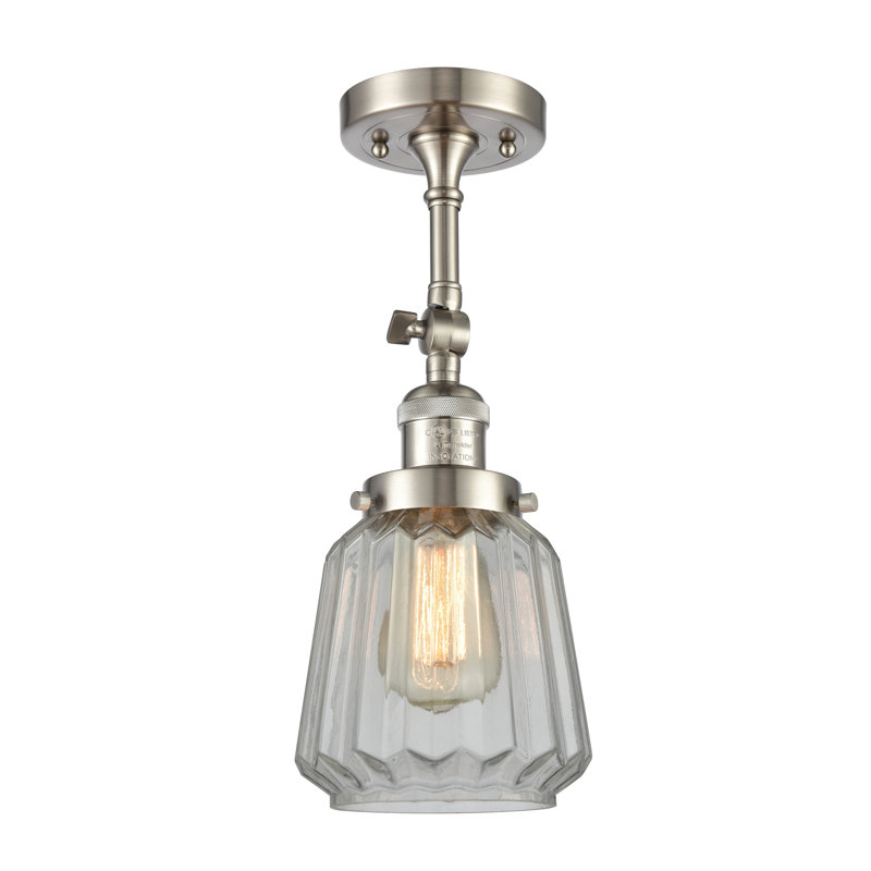 Appliquee à bras 1 lumières Vinson, Nickel satiné brossé, Transparent