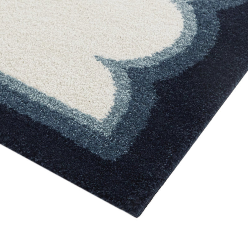 Hildegard Navy Blue Modern Border Area Rug, Rectangle 7'10" x 10'