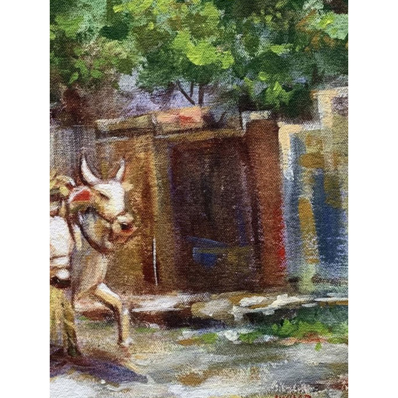 Bullock-Cart | Acrylique sur toile | Par Kishore Kawad | Décoration murale