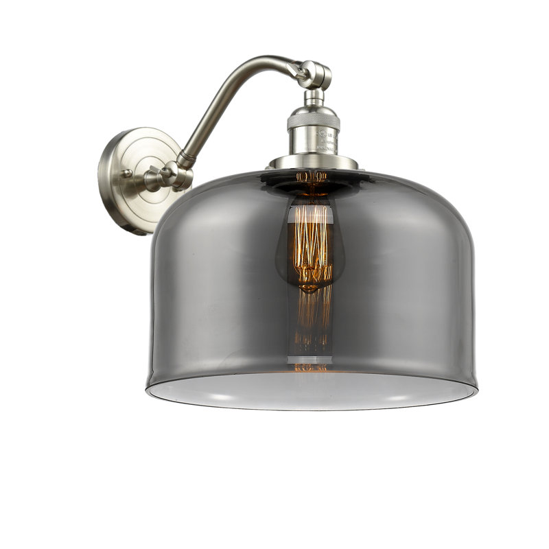 Applique murale 1 lumière 12 po Bell, Plaqué couleur fumée, Laiton brossé, Ampoule non incluse