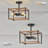 4-Light Farmhouse Lantern Semi Flush Mount Ceiling Light with Faux Wood Finish
