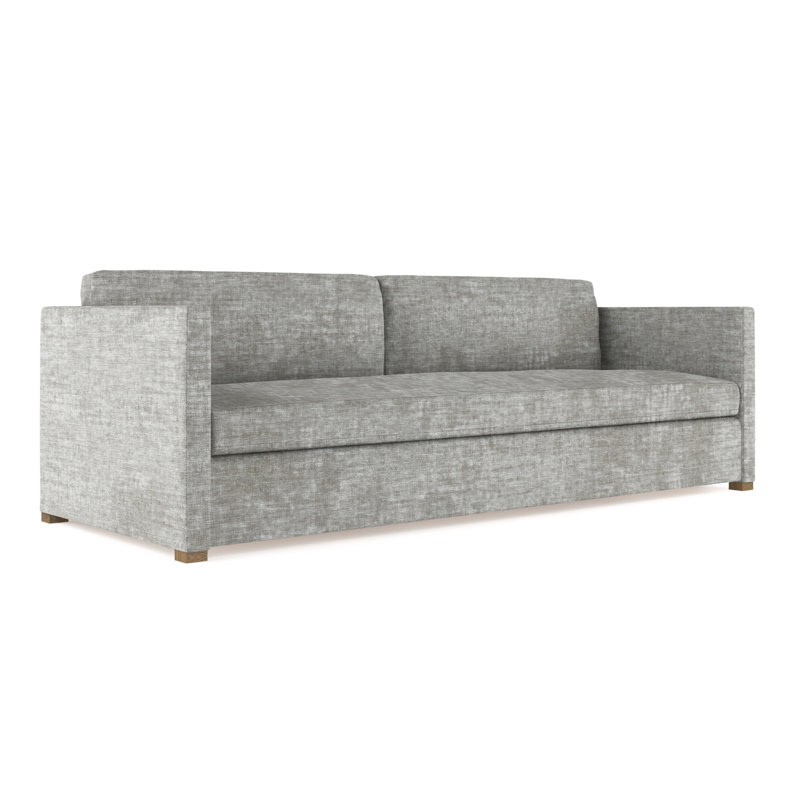 Canapé Madison, H 33 po x l 72 po x P 38 po, Velours écrasé rayé argent, Patiné