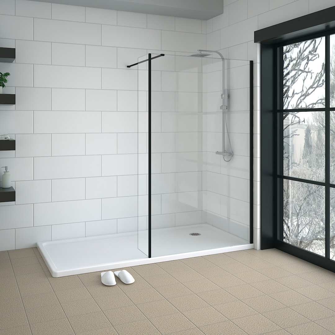 Marla 1950mm H Semi-Frameless Walk In Shower Screens with 215mm Return Panel