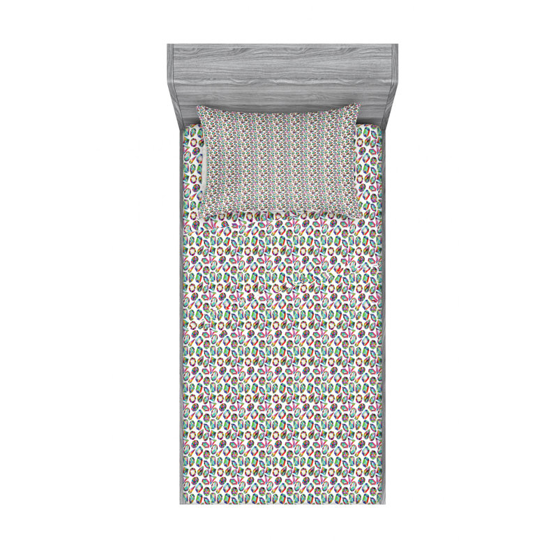 Microfiber Geometric Sheet Set, Twin Sheet Set with Fitted Sheet