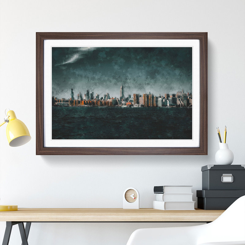 New York City View - Picture Frame Graphic Art Print, Walnut Framed, 62cm H x 87cm W x 2cm D