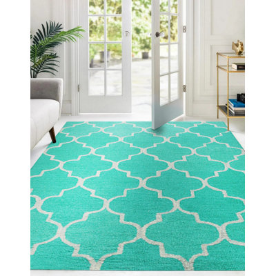 Tapis géométrique en laine touffeté à la main vert clair par, élégant et stylé, pour ajouter une touche moderne à votre décor de salon, de chambre à coucher, de bureau ou de maison