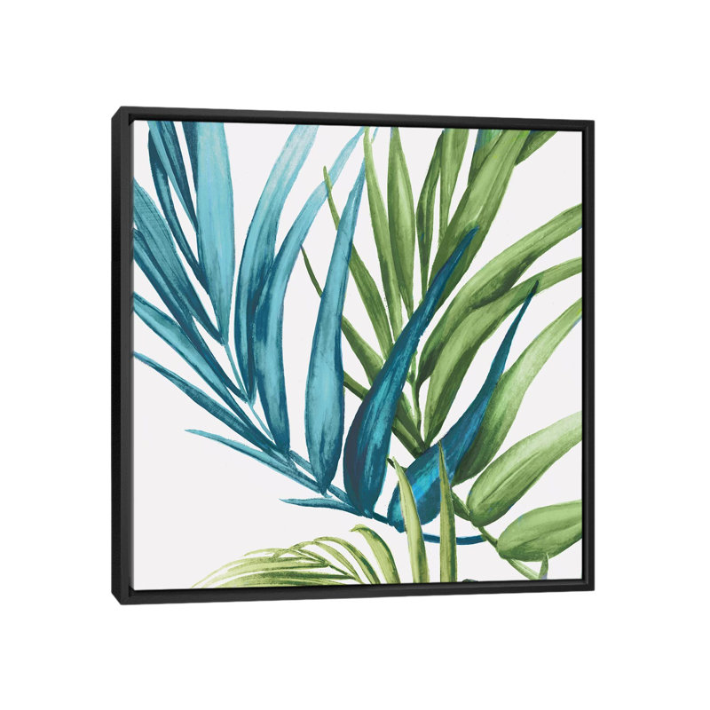 «Palm Leaves IV», reproduction sur toile, H 18 po x l 18 po x P 1,5 po, Toile encadrée noire, Pas de tapis