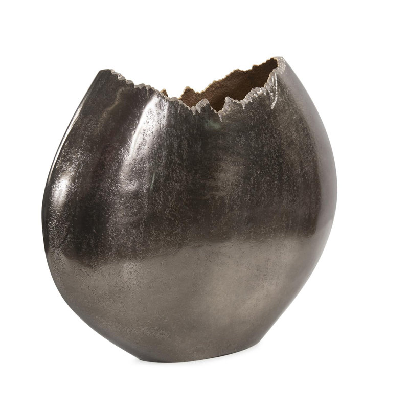 Baniff Jagged Edged Disc Vase- Medium, 10" H x 11.5" W x 3.5" D