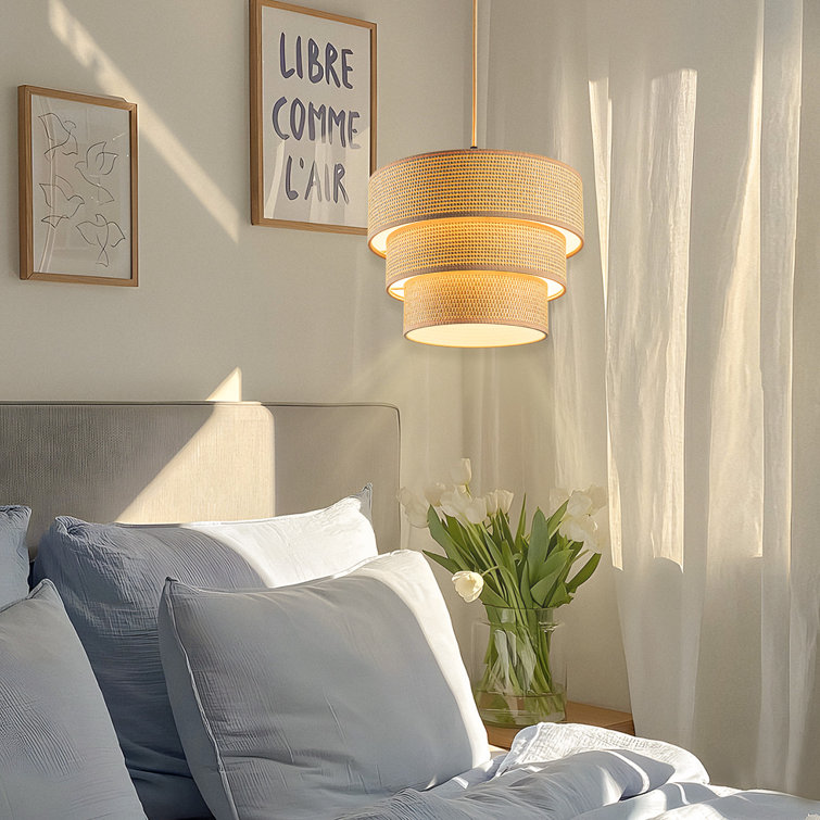 Rochell Diameter 12.2" Plug-in Pendant Light, Hanging Lamp with Dimmable, Hanging Light with 15 ft Plug Cord