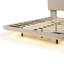 Élégant lit plateforme tapissier, grand, capteur, beige, 2 dossiers, lit de charge avec grand port et douille, délicat-259419131-259419132