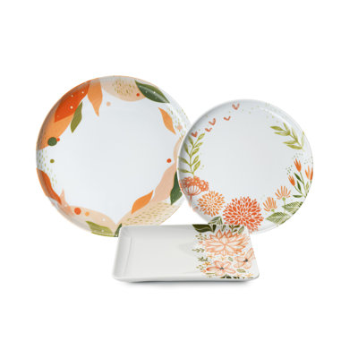 Devon Elegant 18-Piece Dinner Set, 100% Porcelain, Includes 6 Service Plates (10.6 in), 6 Deep Plates (8.3 in), 6 Bowls (6.3 in) | Dishwasher & Microwave Safe | Perfect for Formal Dining & Everyday Use, Classic Design