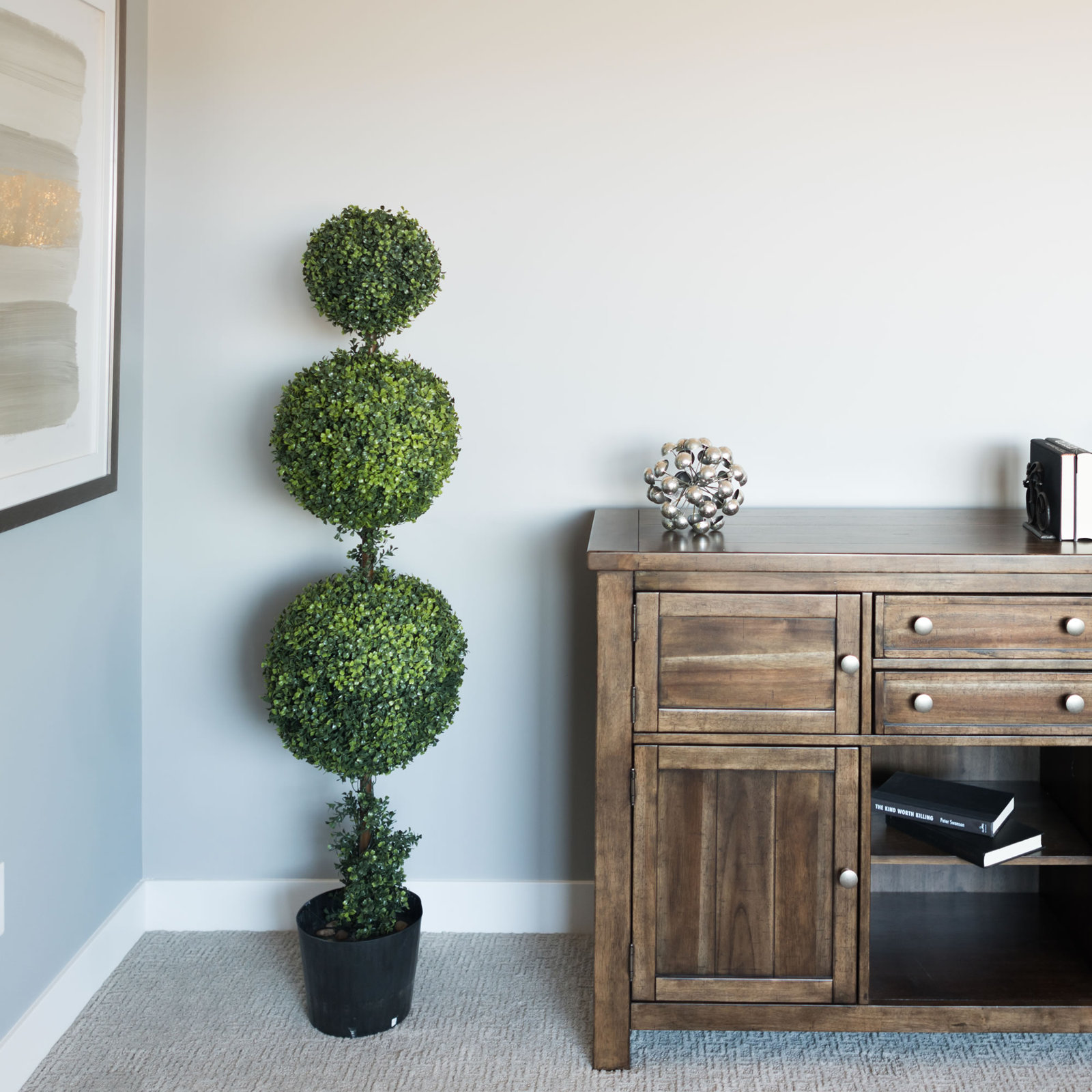Boxwood Topiary in Pot, 60" H x 13" W x 13" D