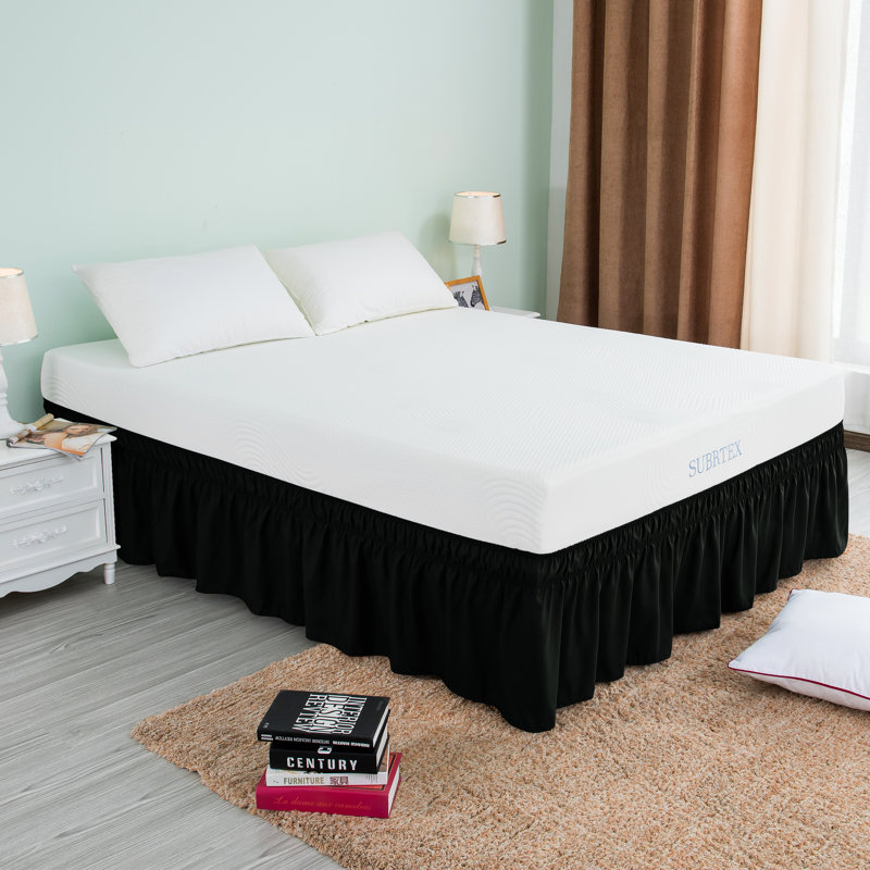 Pleated Wrap Around Bed Skirt, Black, Full