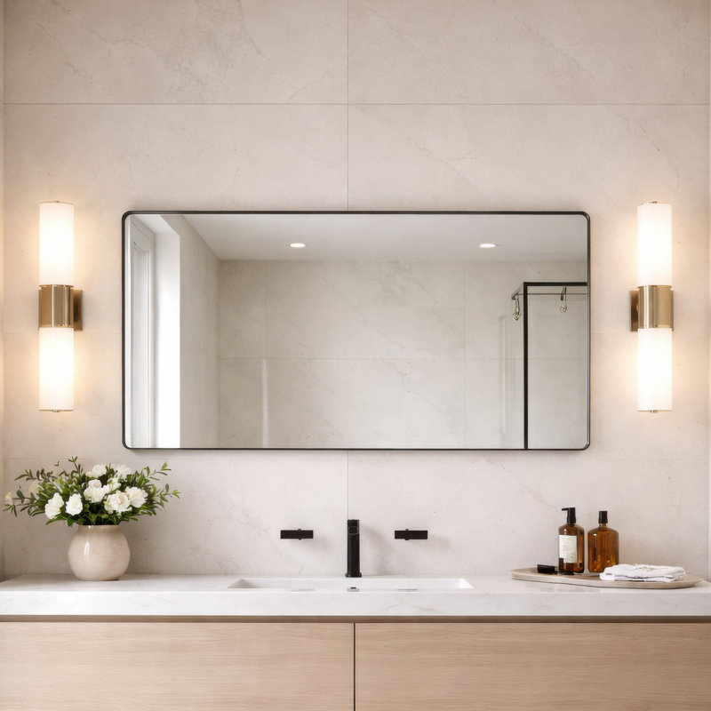 Miroir mural rond en nickel poli Kye 22 x 40, Nickel poli, 22" x 40"