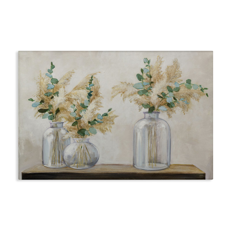 Pampas et eucalyptus, art mural par Julia Purinton, H 20 po x l 30 po