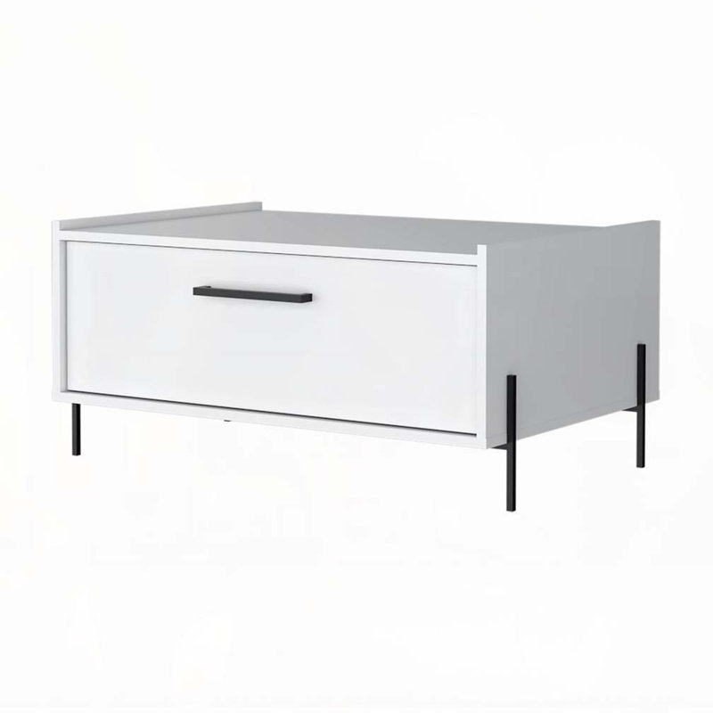 Table basse blanche avec porte rabattable, Blanc