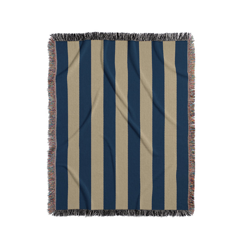Jeté en mélange de coton Lynch, Bleu marine / or pâle, L 70 po x l 50 po