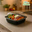  Contenant alimentaire 36 oz 36 pouces avec couvercle en dôme noir jetable pour emporter, restaurants, préparation de repas, traiteur, livraison (100)