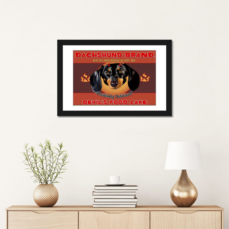 Dachshund Devil by Brian Rubenacker Graphic Art on Wrapped Canvas, No Mat, Wrapped Canvas, 26" H x 40" W x 0.75" D