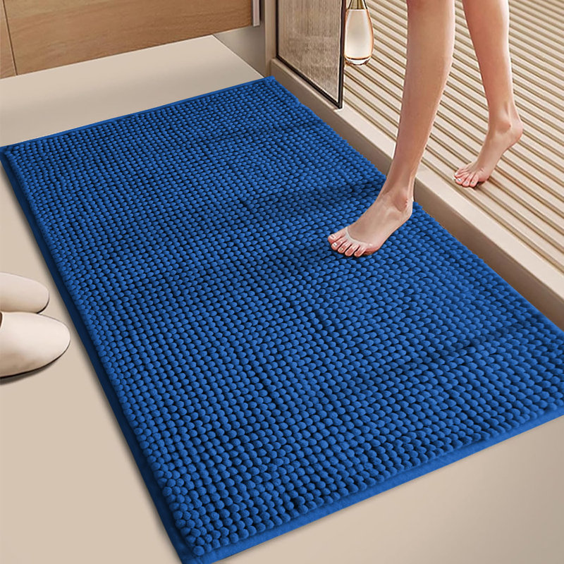CHENILLE DOOR MAT (NON-SLIP), Navy, 50cm W x 80cm L