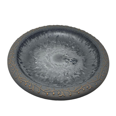 Birds and Beyond 19"D Dove Gray Birdbath Bowl with Design Rim Aguon Collection
