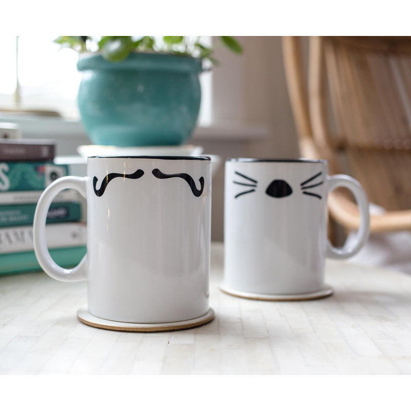 Amis | Mugs à double face M. Rachel Whiskers et M me Ross | Ensemble de 2