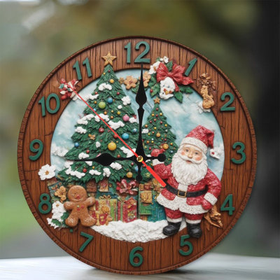 Christmas-Clock-With-Santa-And-Trees