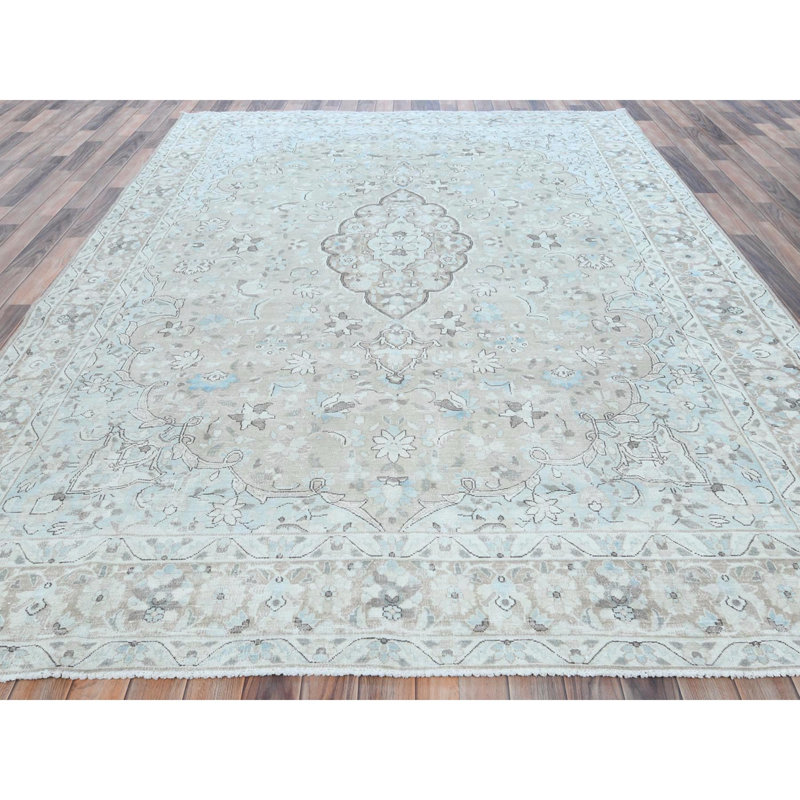 Tapis persan Kerman en laine nouée à la main ciselée à la main de 7 pi 6 po x 10 po x 10 po 35211F1BAC4E49DBA3A82A6A697C863B