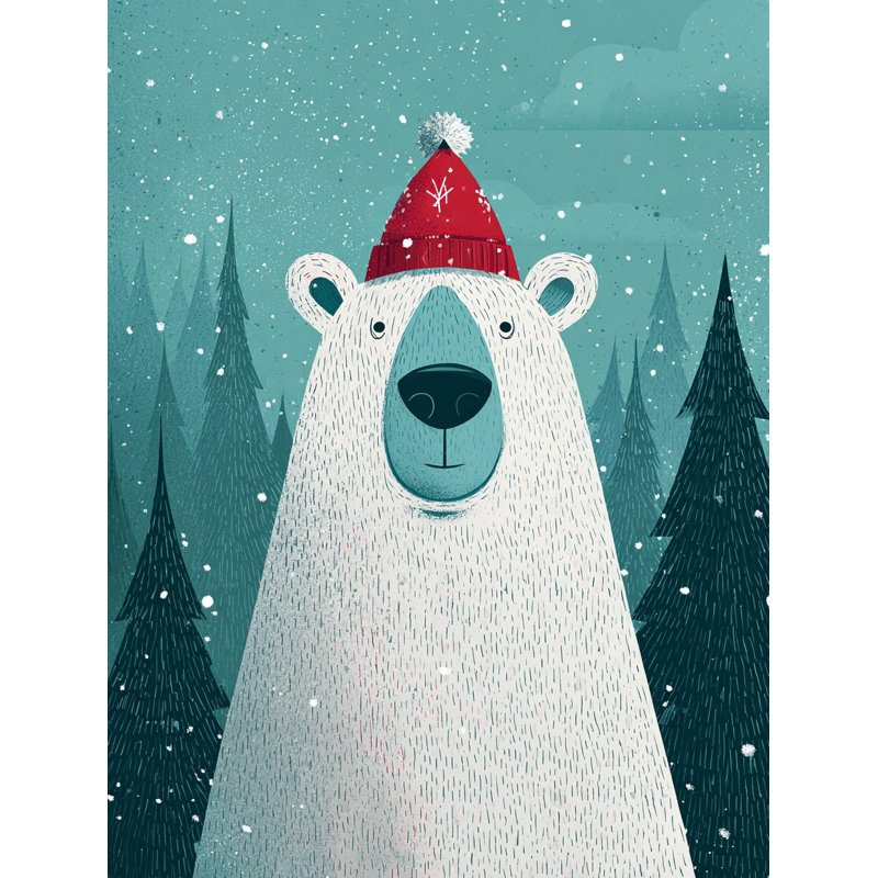 «Cheerful Bear», art mural sur toile tendue, H 16 po x l 12 po