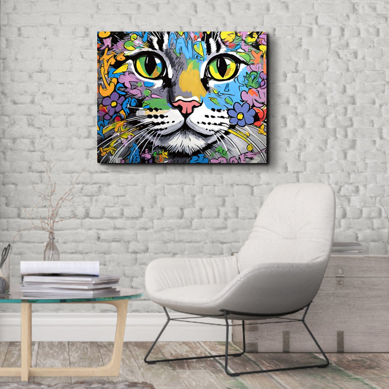 «Cat Graffitianimals» sur toile, H 26 po x l 32 po