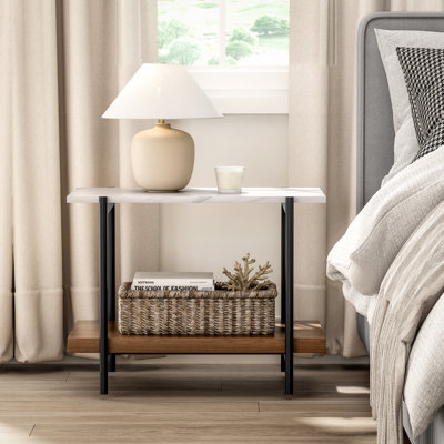 Faux Marble Top End Table