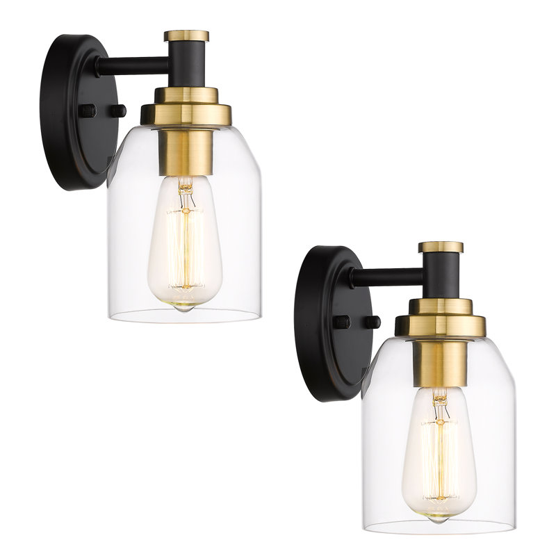 Zeveren Armed Sconce, Black/Gold