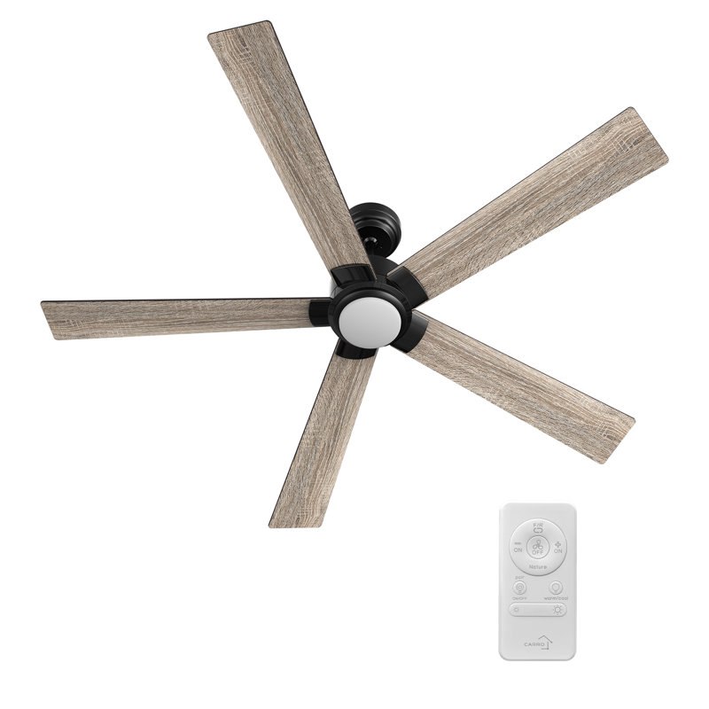 60'' Ceiling Fan with LED Lights, Black, Gray Oak