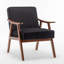 Pour salon supplémentaire | Fauteuil d'appoint compact, revêtement en velours avec cadre en bois massif noir mat-326864918