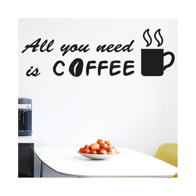 All You Need Is Coffee Wall Sticker, Large, Aqua Green