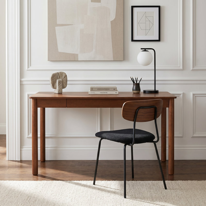 Bureau moderne en bois massif de 55 po avec 2 tiroirs, L 55 po