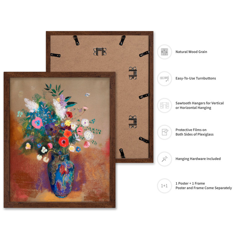 Bouquet de fleurs n ° 1, Poster, 12"H x 16"W, Brown Framed