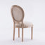 Chaise de salle à manger en bois massif de style français avec dossier en rotin et siège en lin, ensemble de 2 pour un usage quotidien élégant.