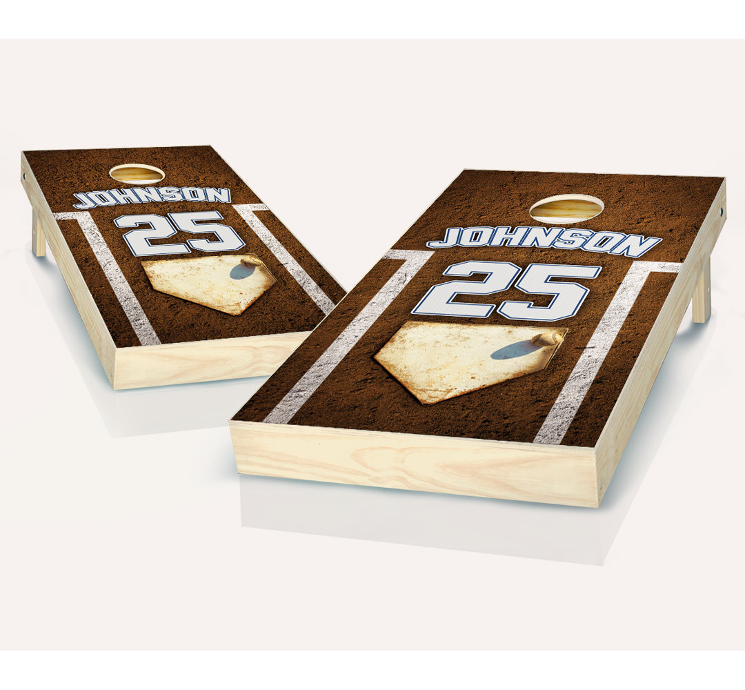2' x 4' Personalized Baseball Solid Wood Cornhole Set with Bags AJJ Cornhole Bag 