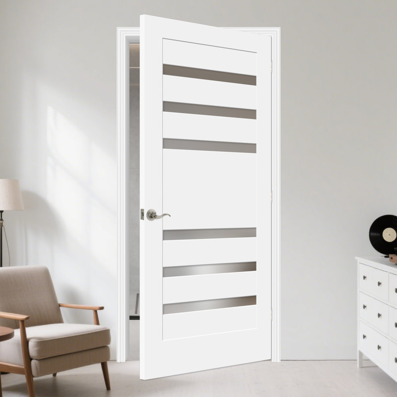Petite porte standard en bois manufacturé en verre massif givré 6 lumières sans quincaillerie sans quincaillerie