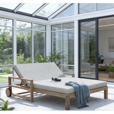 Lit de bronzage d'extérieur en bois de style ferme pour 2 personnes