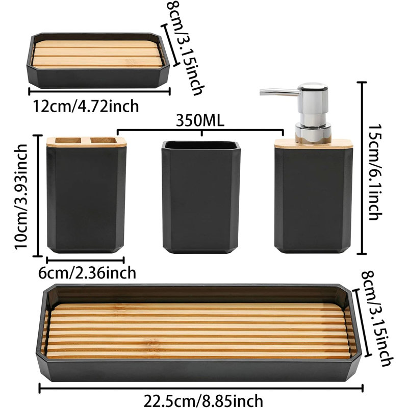 Bathroom Accessory Set, Black