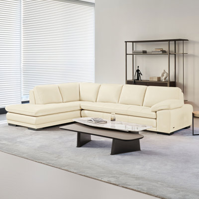 124" Wide Leather Match Sofa & Chaise