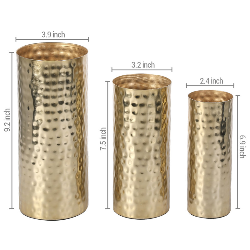 Ensemble de 3 vases de table en métal, Or