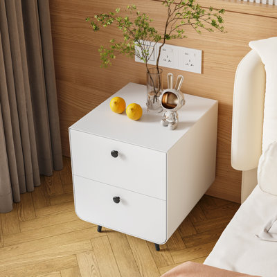 Armoire de rangement moderne à 2 tiroirs, acier, blanc, facile à nettoyer et à entretenir pour la chambre à coucher et le salon
