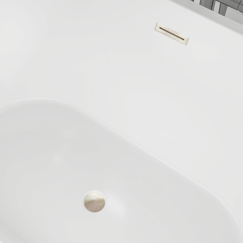 Iris 54" x 30" Freestanding Soaking Acrylic Bathtub, White/Brushed Nickel