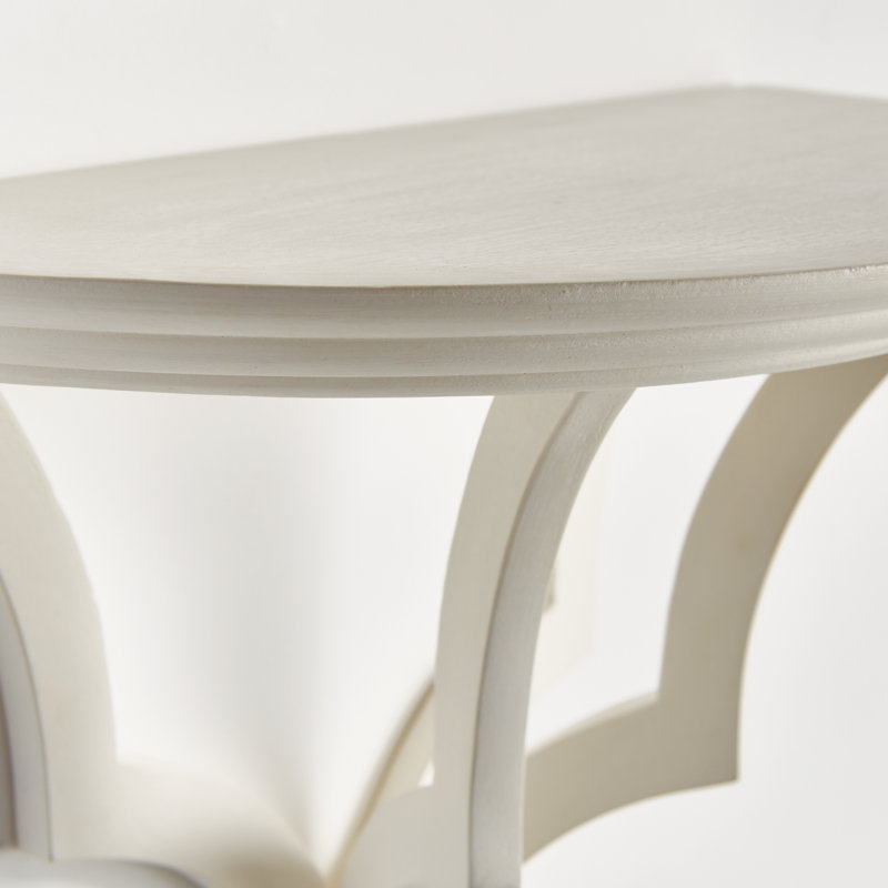 Gianinna Half-circle Mango Bracket Shelf, White, 10.75" H x 13.75" W x 7" D